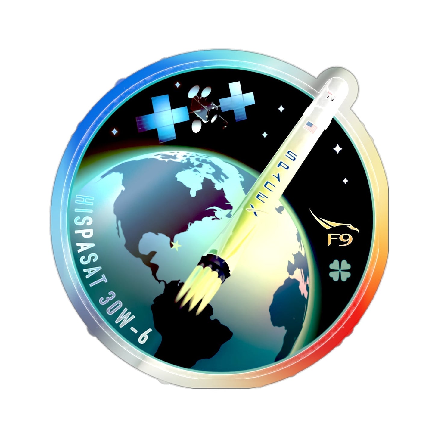 Hispasat 30W-6 (SpaceX) Holographic STICKER Die-Cut Vinyl Decal-2 Inch-The Sticker Space