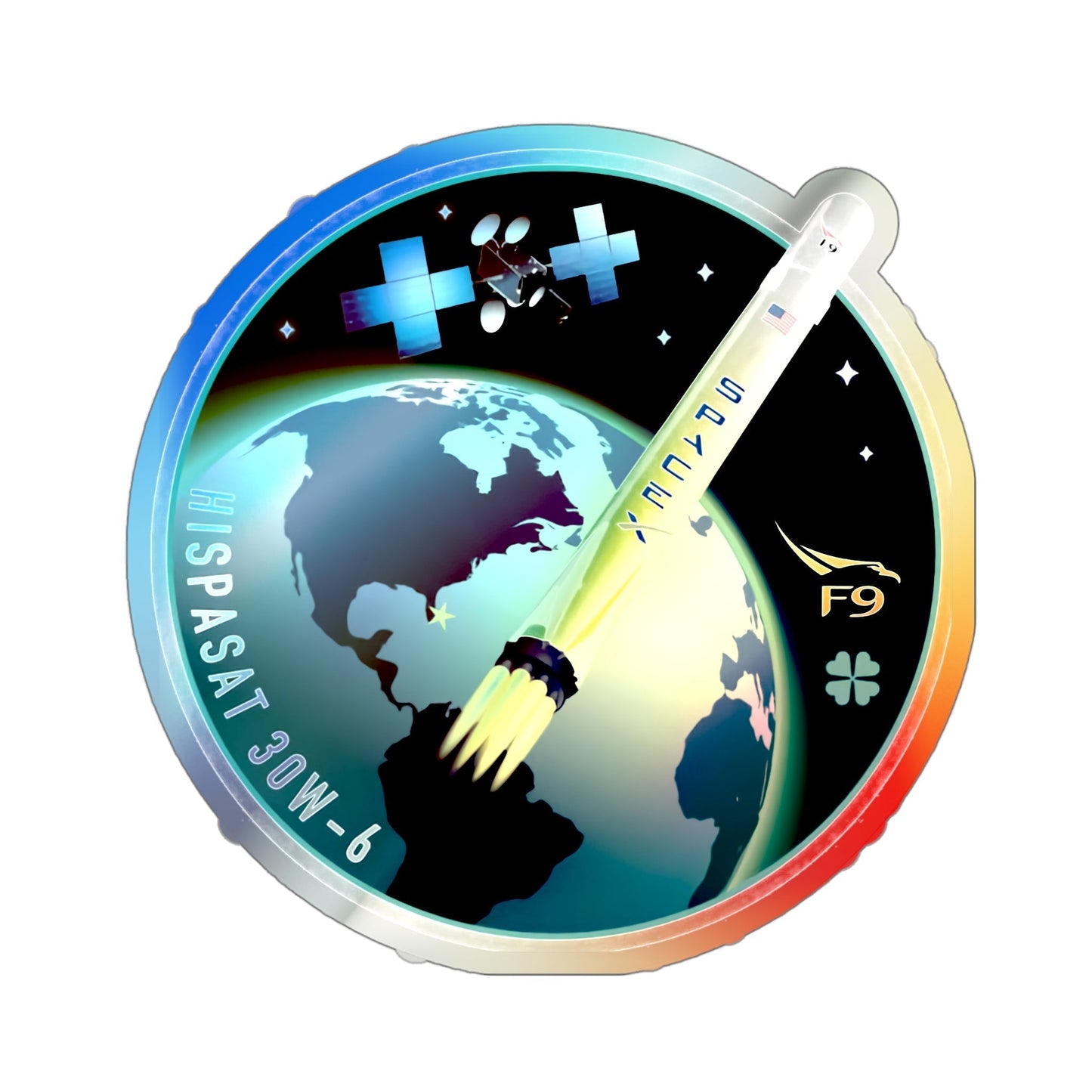 Hispasat 30W-6 (SpaceX) Holographic STICKER Die-Cut Vinyl Decal-4 Inch-The Sticker Space