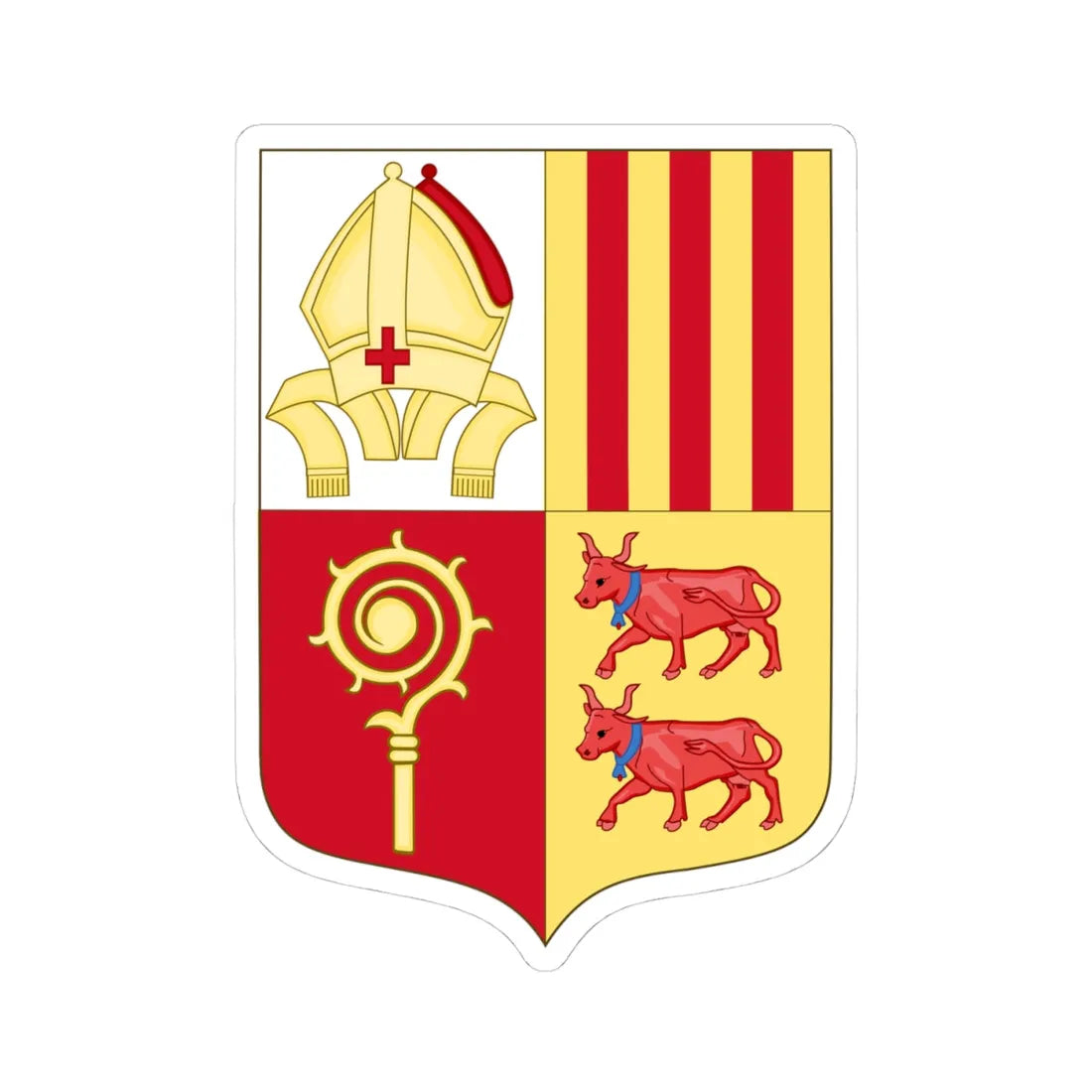Historical Arms of French Co-Prince of Andorra (Andorra) (Coat of Arms) STICKER Vinyl Kiss-Cut Decal 4 Inch White - The Sticker Space