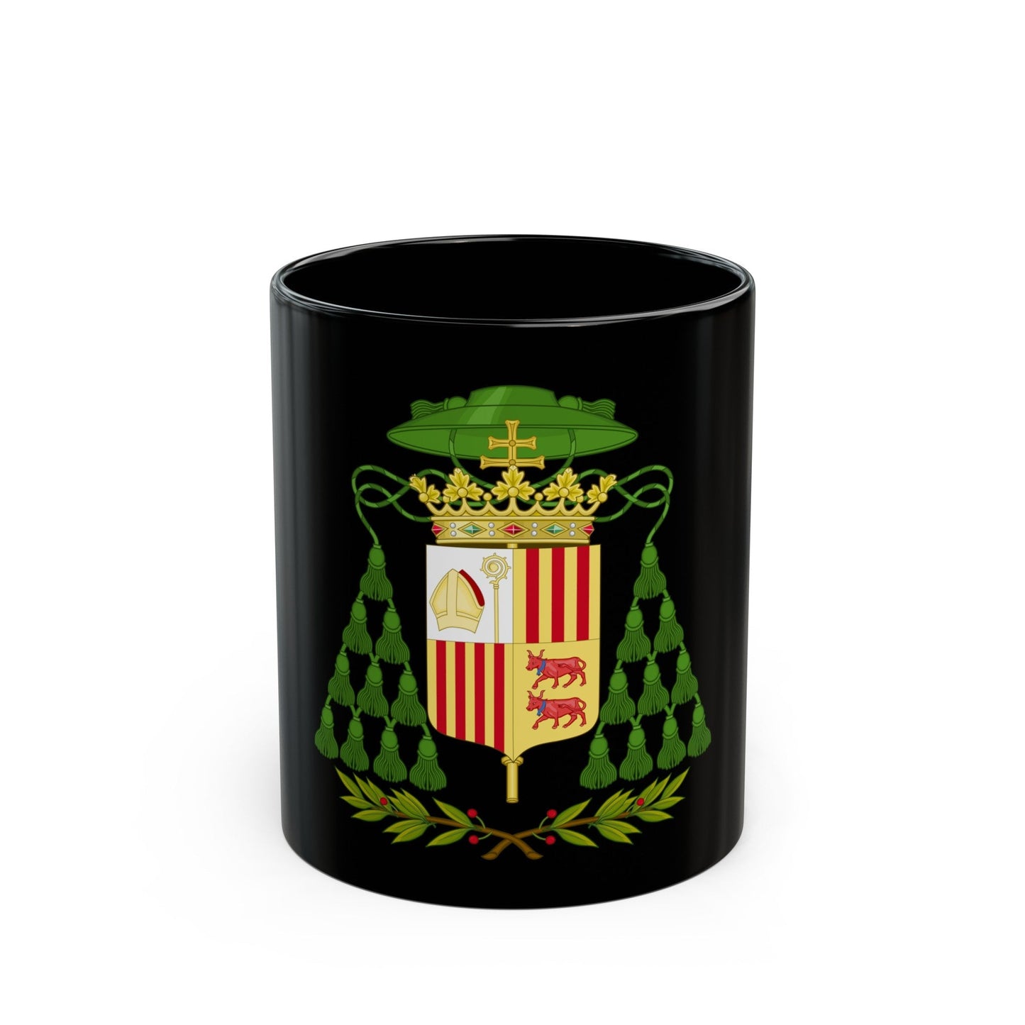 Historical Coat of Arms of Ecclesiastic Co-Prince of Andorra - Black Coffee Mug-11oz-The Sticker Space