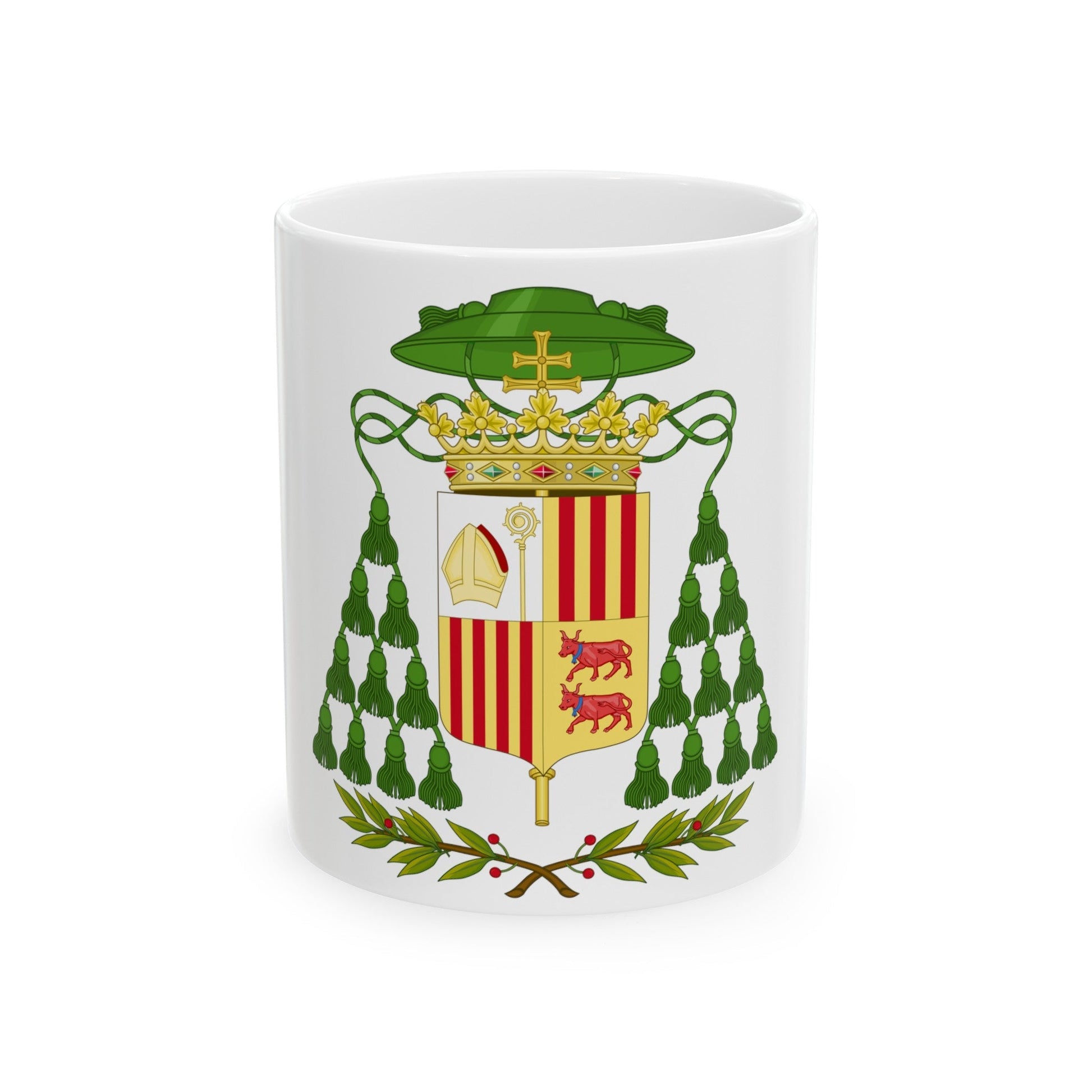 Historical Coat of Arms of Ecclesiastic Co-Prince of Andorra - White Coffee Mug-11oz-The Sticker Space