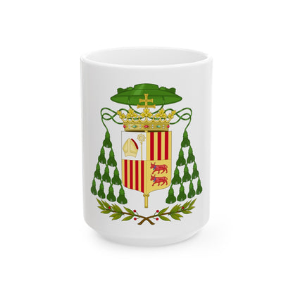 Historical Coat of Arms of Ecclesiastic Co-Prince of Andorra - White Coffee Mug-15oz-The Sticker Space