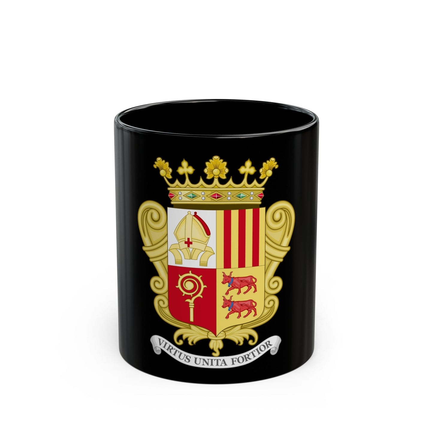 Historical Coat of Arms of French Prince of Andorra - Black Coffee Mug-11oz-The Sticker Space