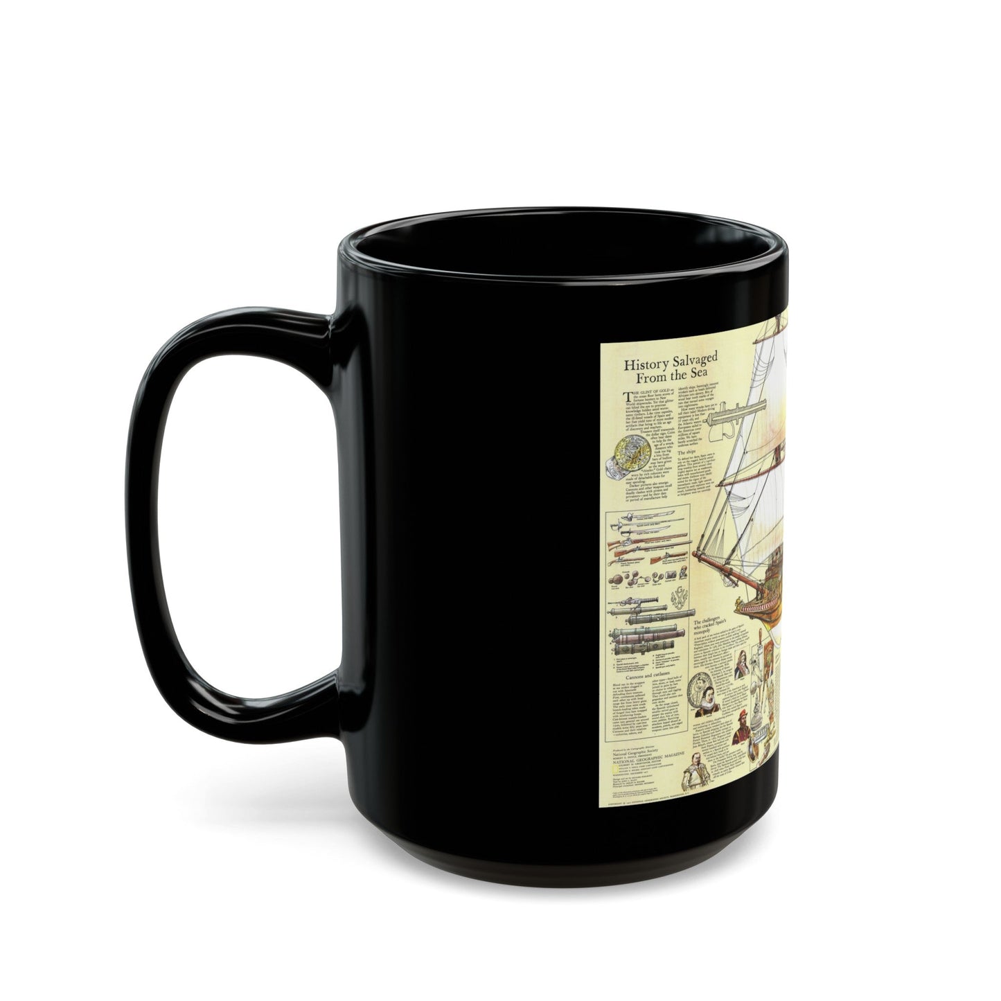 History Salvaged from the Sea (1977) (Map) Black Coffee Mug-The Sticker Space