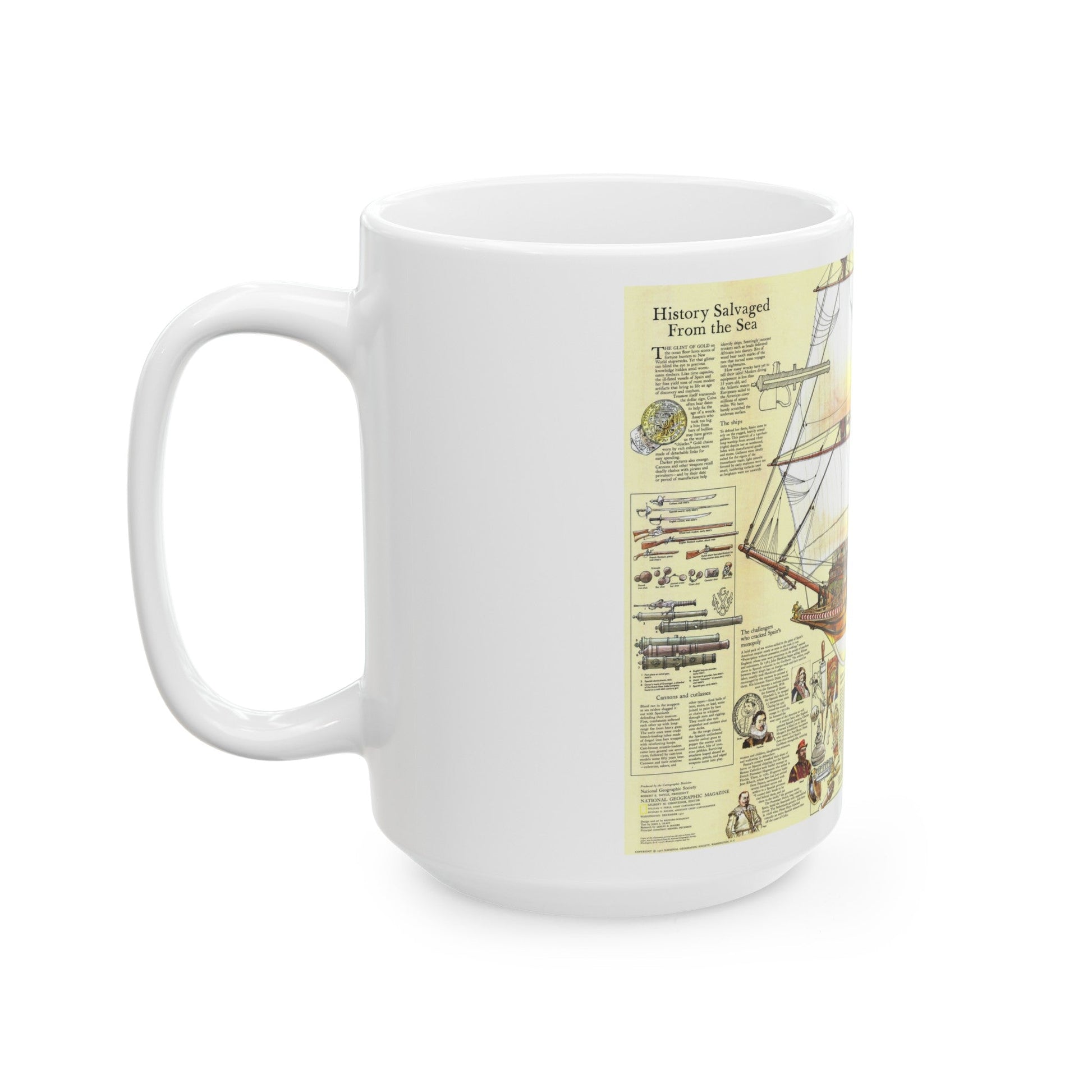 History Salvaged from the Sea (1977) (Map) White Coffee Mug-The Sticker Space