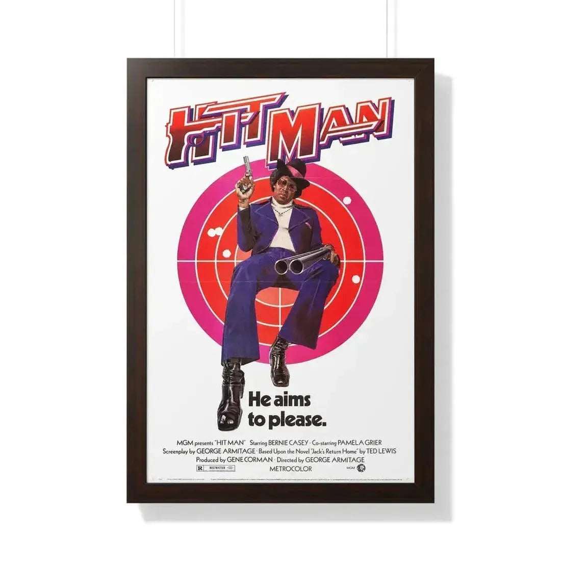 HIT MAN 1972 - Framed Movie Poster 20" x 30" Walnut - The Sticker Space