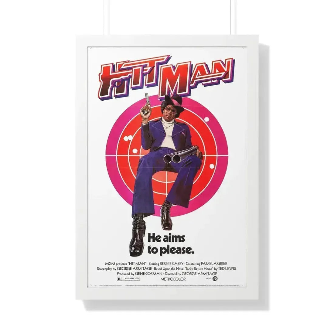 HIT MAN 1972 - Framed Movie Poster 20" x 30" White - The Sticker Space