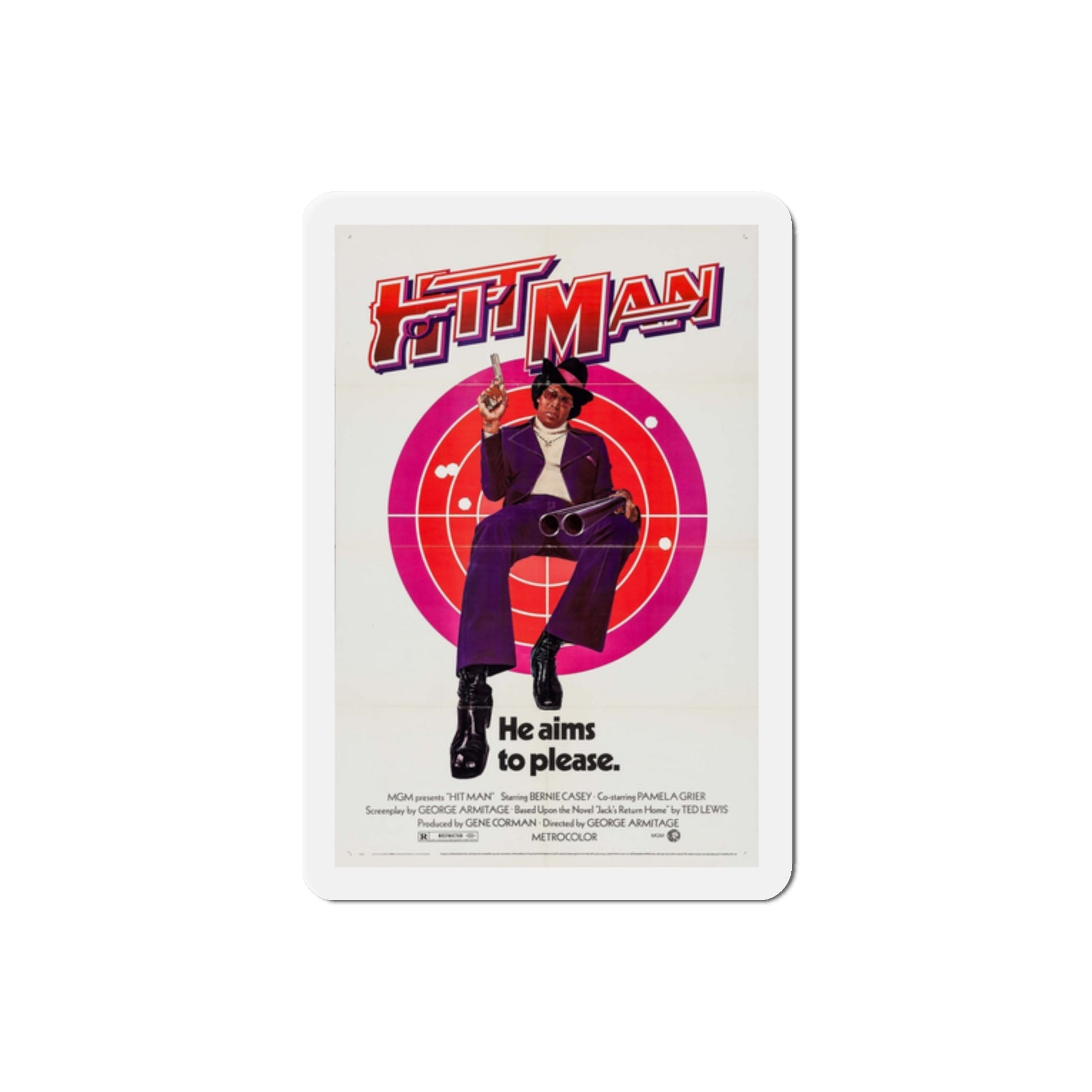 Hit Man 1972 Movie Poster Die-Cut Magnet-2 Inch-The Sticker Space