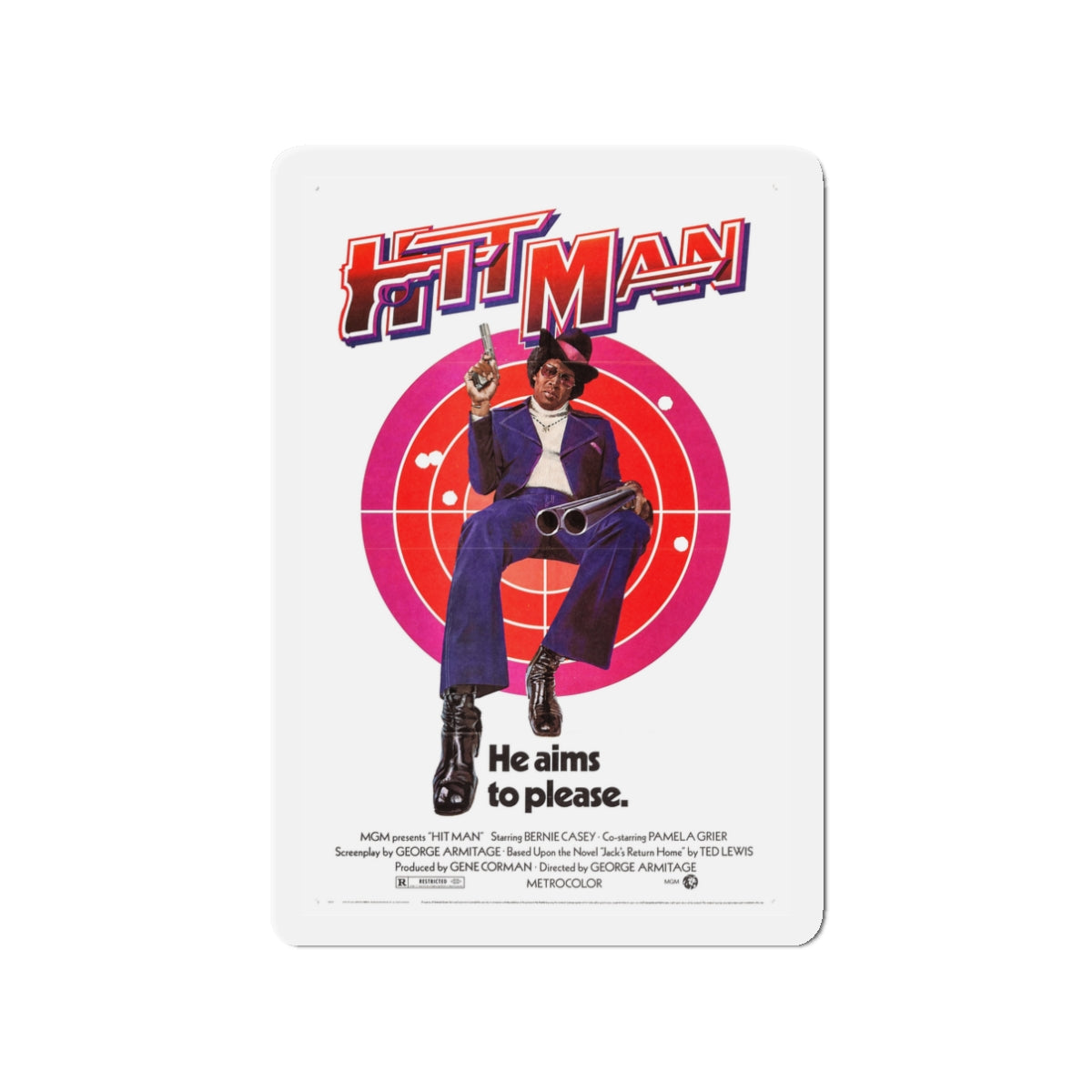 HIT MAN 1972 Movie Poster - Die-Cut Magnet-3" x 3"-The Sticker Space