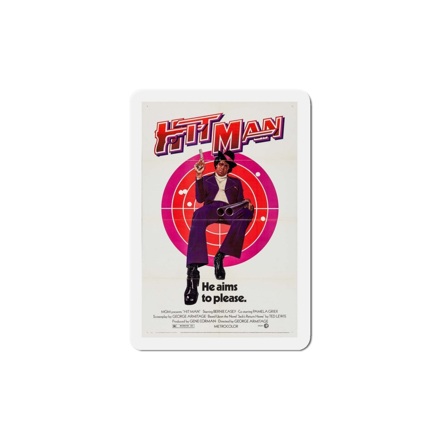 Hit Man 1972 Movie Poster Die-Cut Magnet-5 Inch-The Sticker Space