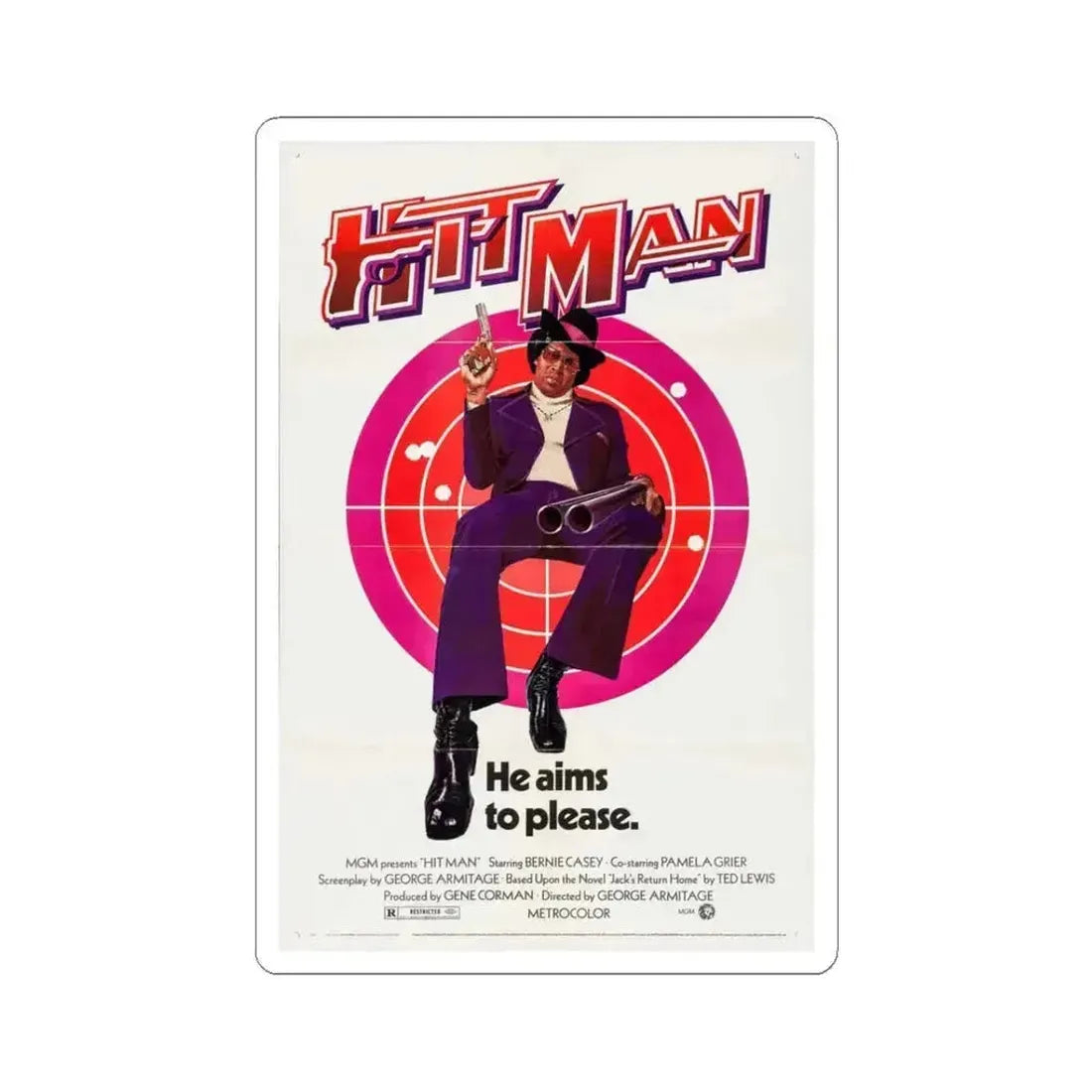 Hit Man 1972 Movie Poster - STICKER Vinyl Kiss-Cut Decal 3 Inch White - The Sticker Space