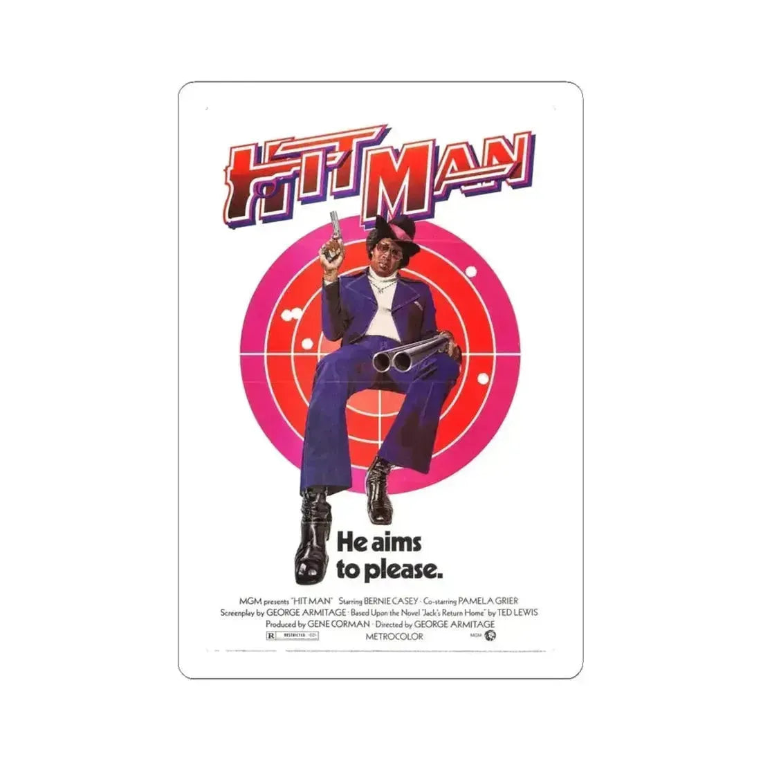 HIT MAN 1972 Movie Poster - STICKER Vinyl Kiss-Cut Decal 6 Inch White - The Sticker Space