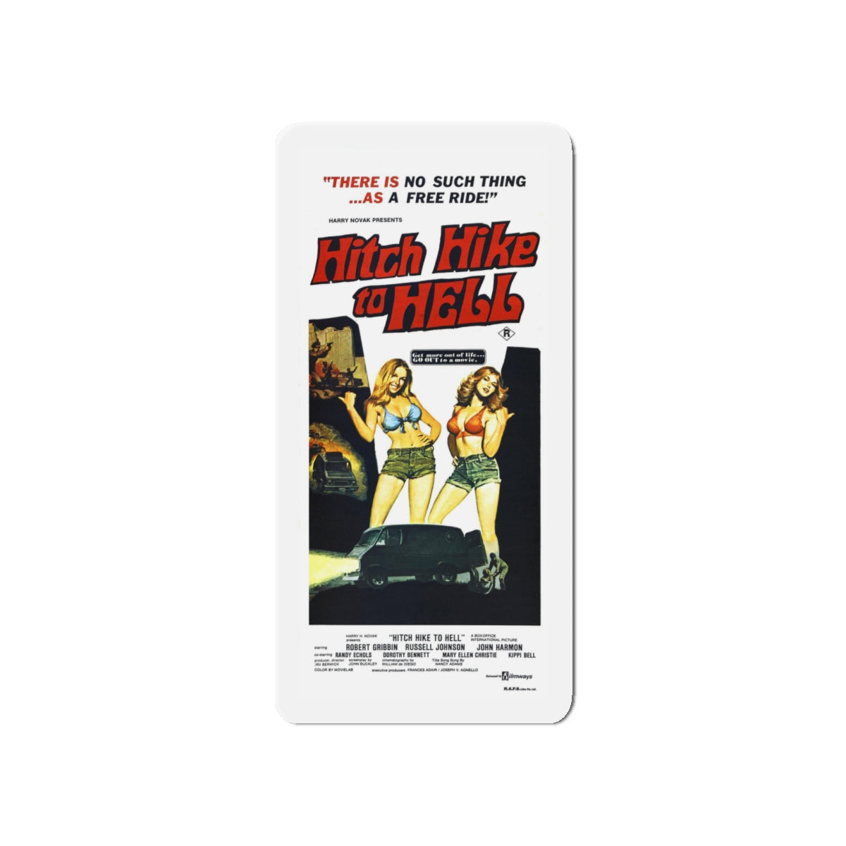 HITCH HIKE TO HELL 1977 Movie Poster - Die-Cut Magnet-5" x 5"-The Sticker Space