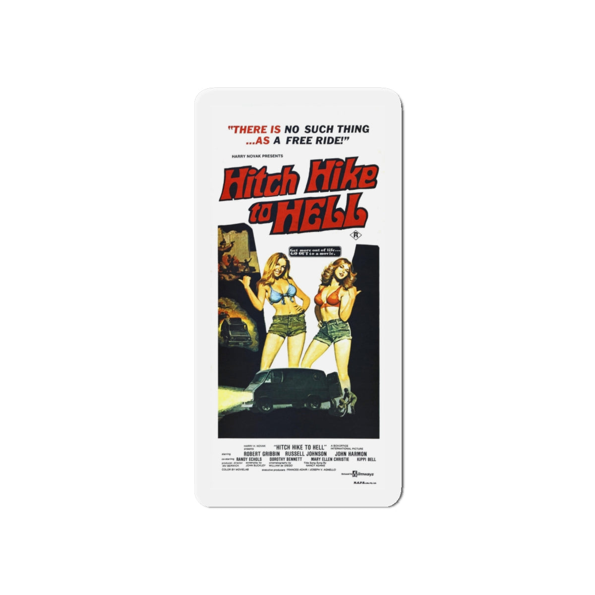 HITCH HIKE TO HELL 1977 Movie Poster - Die-Cut Magnet-6 × 6"-The Sticker Space