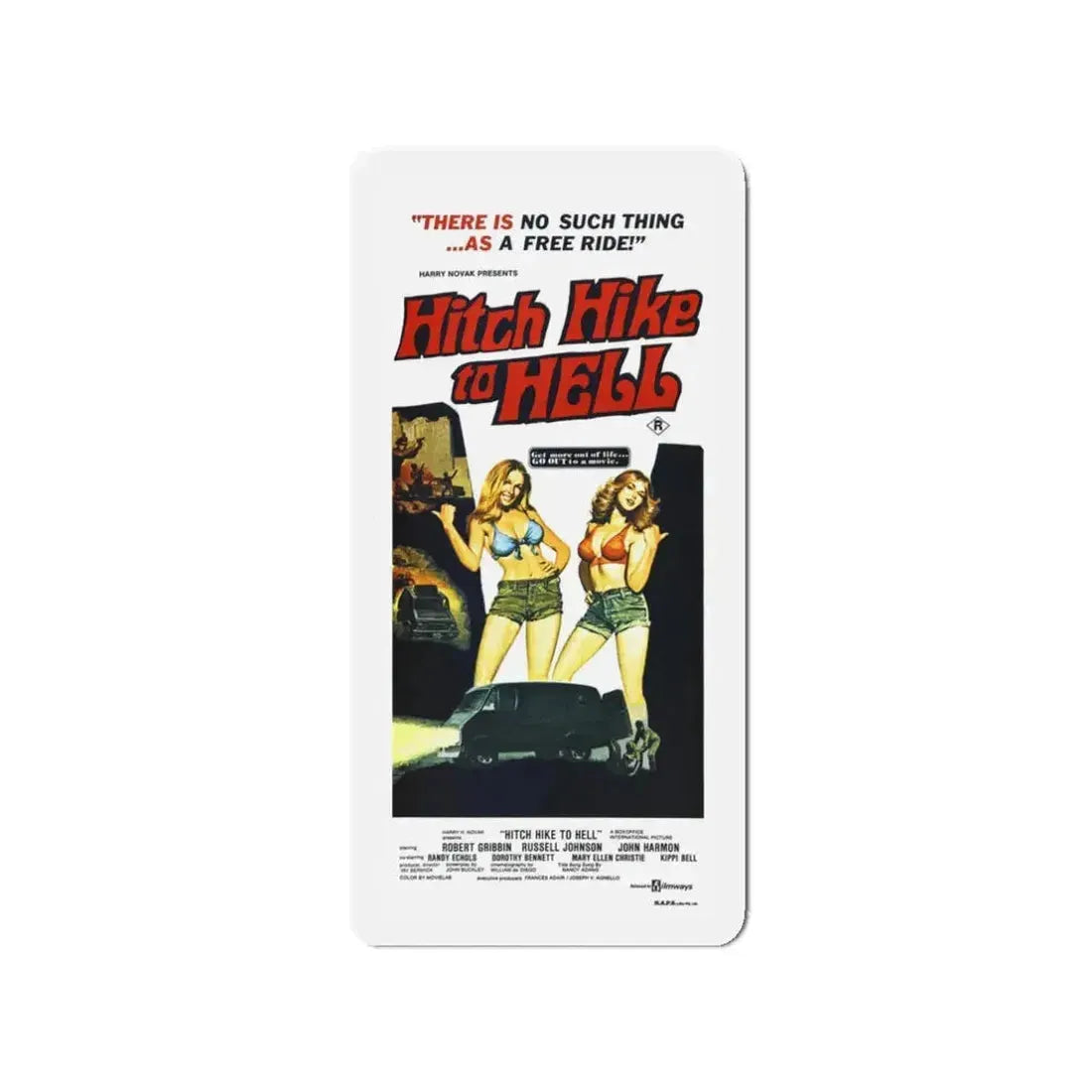 HITCH HIKE TO HELL 1977 Movie Poster - Refrigerator Magnet 3 Inch - The Sticker Space