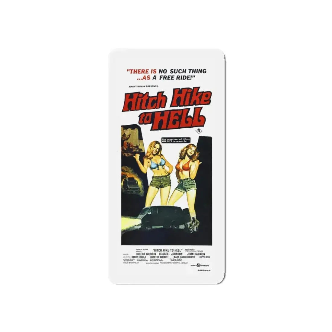 HITCH HIKE TO HELL 1977 Movie Poster - Refrigerator Magnet 5 Inch - The Sticker Space