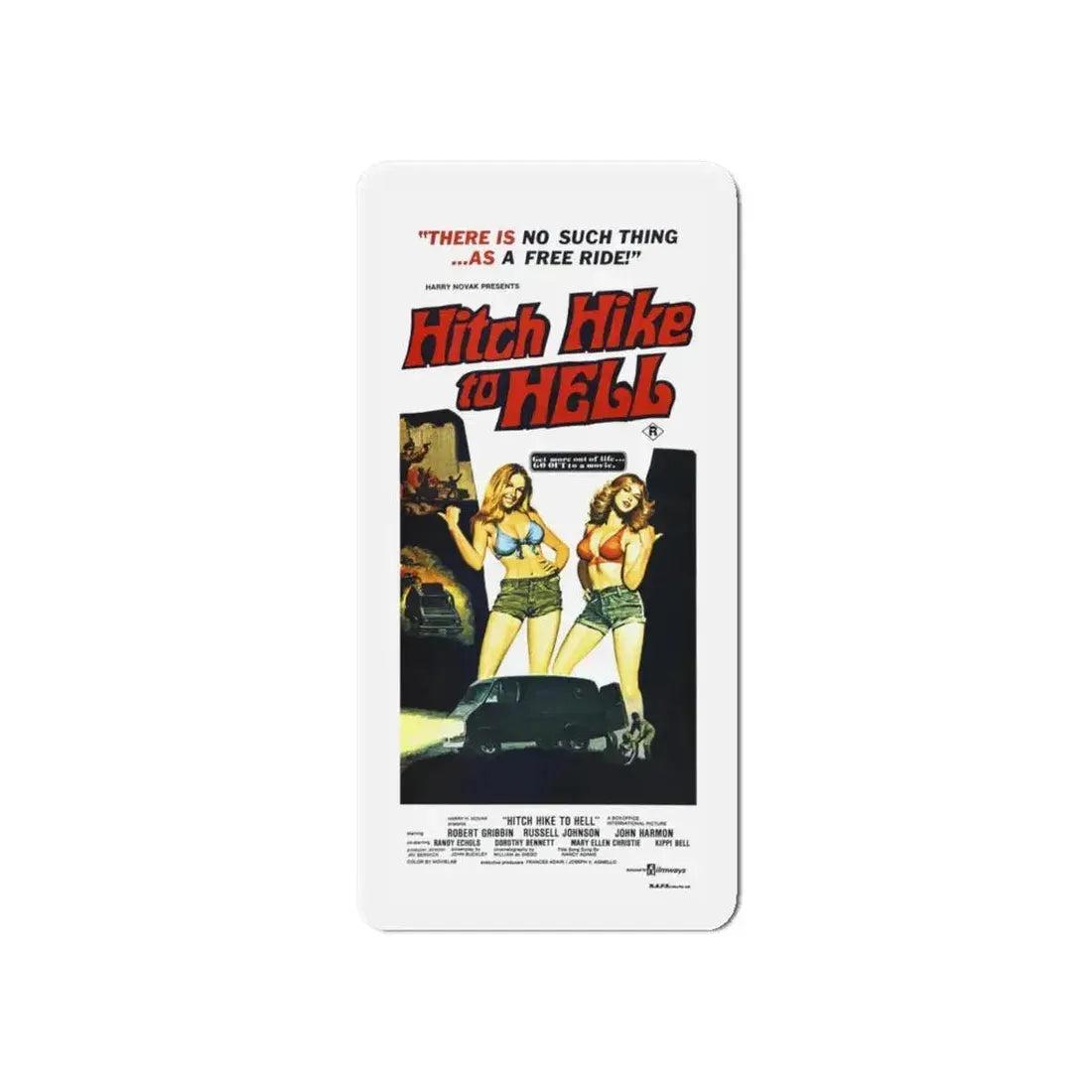 HITCH HIKE TO HELL 1977 Movie Poster - Refrigerator Magnet 6 Inch - The Sticker Space