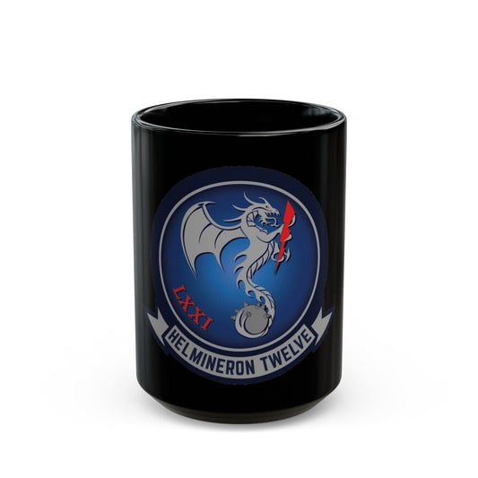 HM 12 Helicopter Mine Countermeasures Squadron 12 (U.S. Navy) Black Coffee Mug-15oz-The Sticker Space