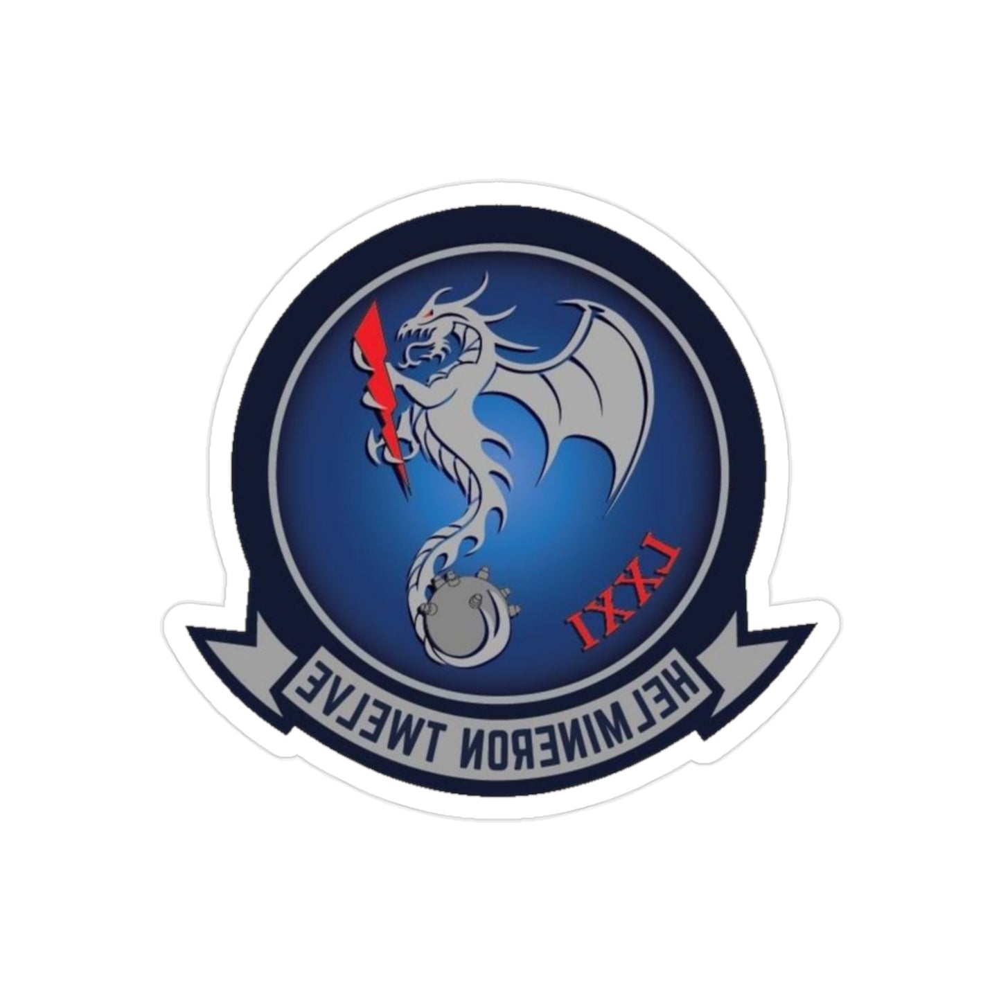 HM 12 Helicopter Mine Countermeasures Squadron 12 (U.S. Navy) REVERSE PRINT Transparent STICKER-2" × 2"-The Sticker Space