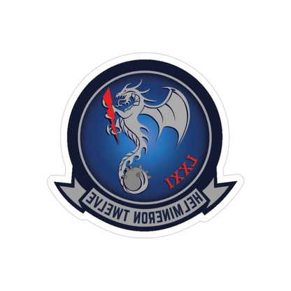 HM 12 Helicopter Mine Countermeasures Squadron 12 (U.S. Navy) REVERSE PRINT Transparent STICKER-3" × 3"-The Sticker Space