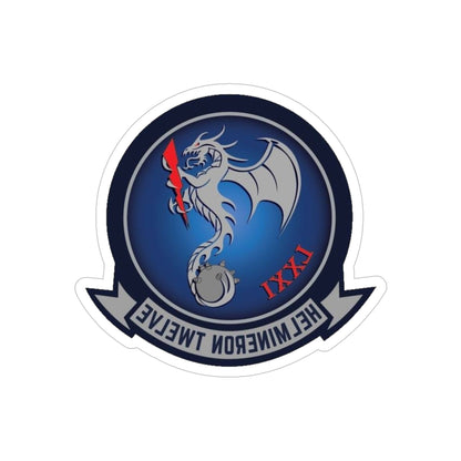 HM 12 Helicopter Mine Countermeasures Squadron 12 (U.S. Navy) REVERSE PRINT Transparent STICKER-5" × 5"-The Sticker Space