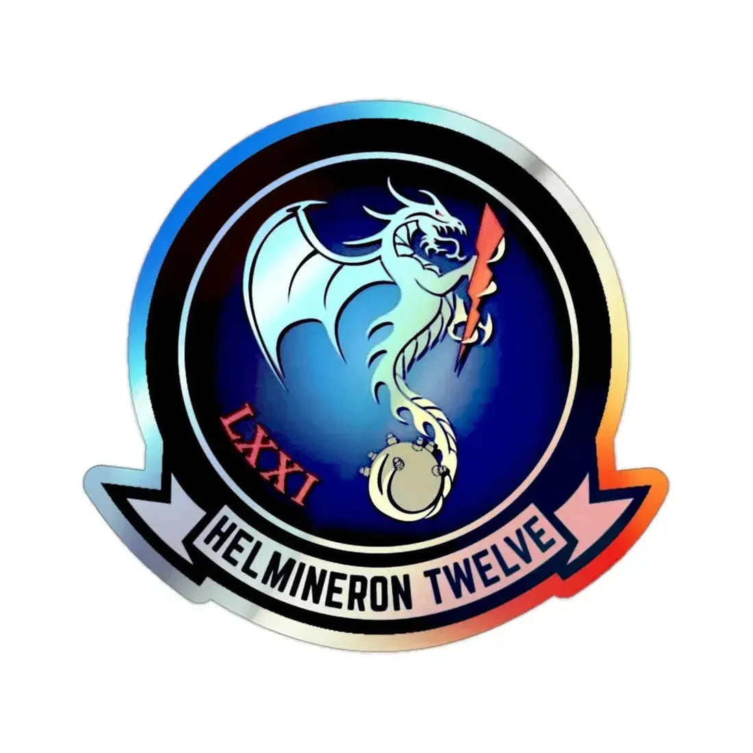 HM 12 Helicopter Mine Countermeasures Squadron 12 (U.S. Navy) Holographic STICKER Die-Cut Vinyl Decal 2 Inch Holographic - The Sticker Space