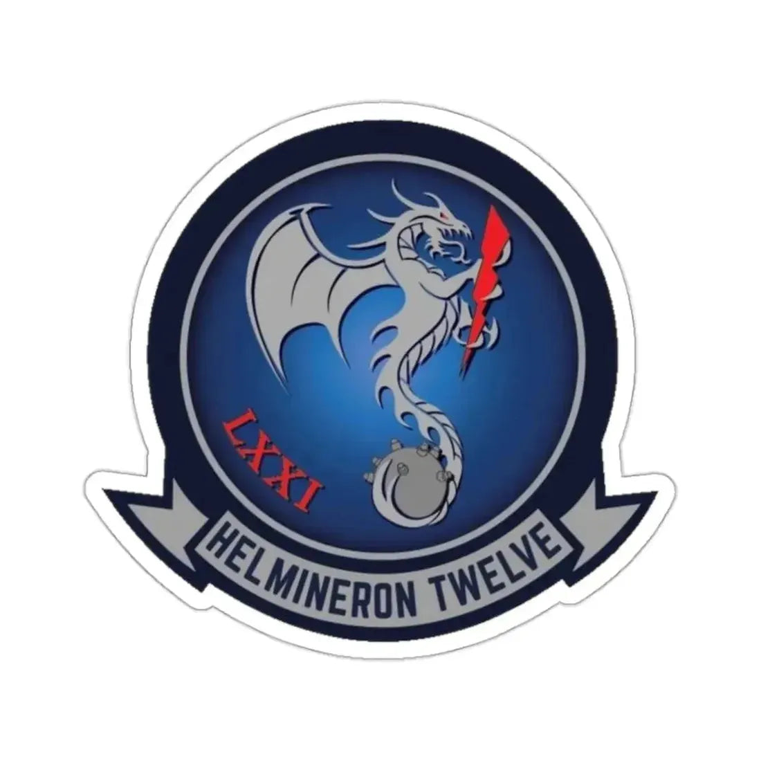 HM 12 Helicopter Mine Countermeasures Squadron 12 (U.S. Navy) STICKER Vinyl Kiss-Cut Decal 2 Inch White - The Sticker Space