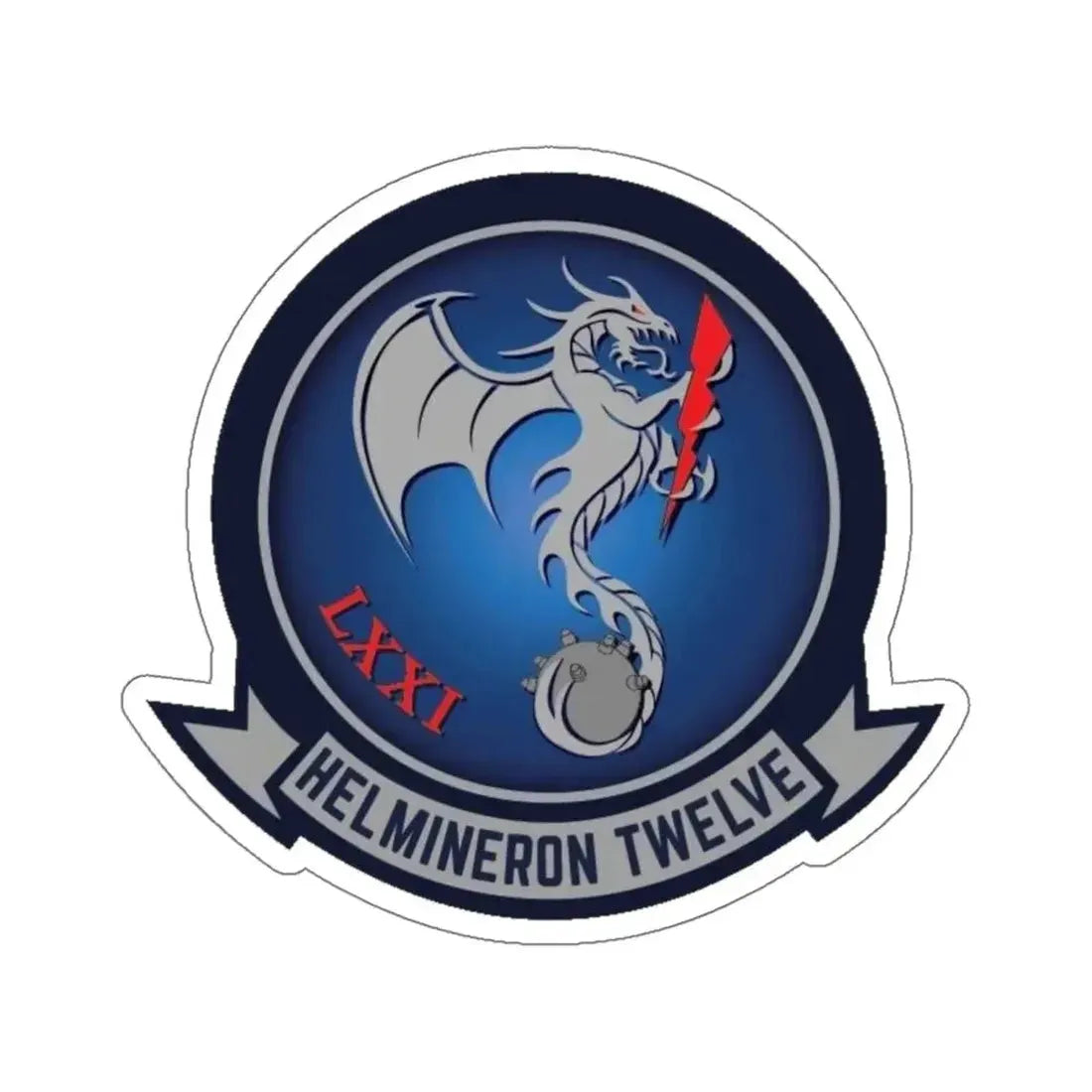 HM 12 Helicopter Mine Countermeasures Squadron 12 (U.S. Navy) STICKER Vinyl Kiss-Cut Decal 6 Inch White - The Sticker Space