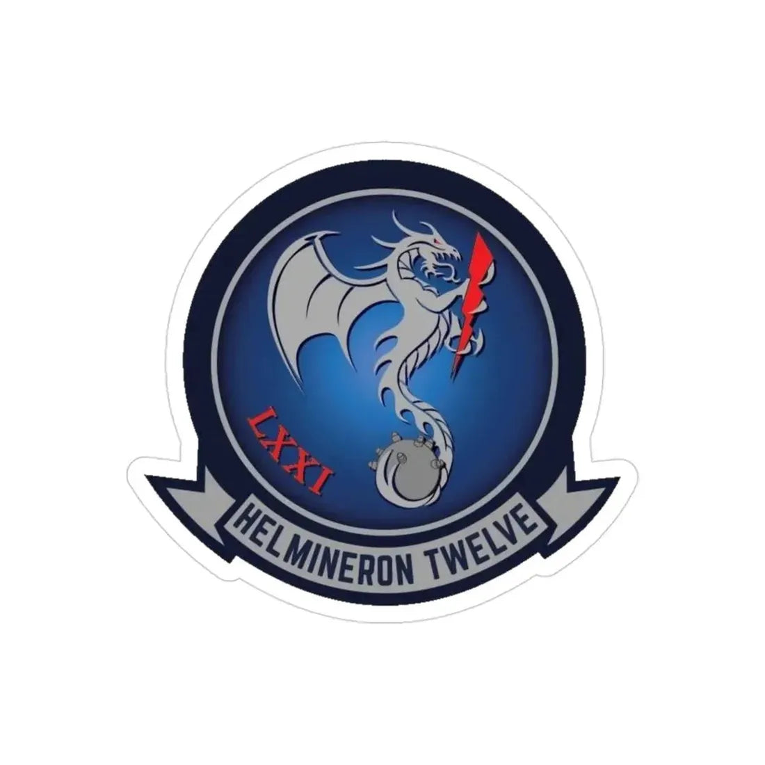 HM 12 Helicopter Mine Countermeasures Squadron 12 (U.S. Navy) Transparent STICKER Die-Cut Vinyl Decal 3 Inch Transparent - The Sticker Space