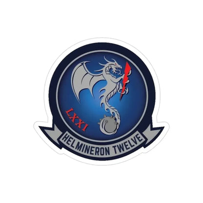HM 12 Helicopter Mine Countermeasures Squadron 12 (U.S. Navy) Transparent STICKER Die-Cut Vinyl Decal 3 Inch Transparent - The Sticker Space
