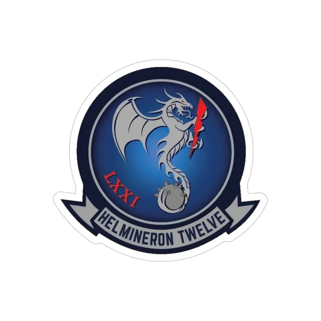 HM 12 Helicopter Mine Countermeasures Squadron 12 (U.S. Navy) Transparent STICKER Die-Cut Vinyl Decal 4 Inch Transparent - The Sticker Space