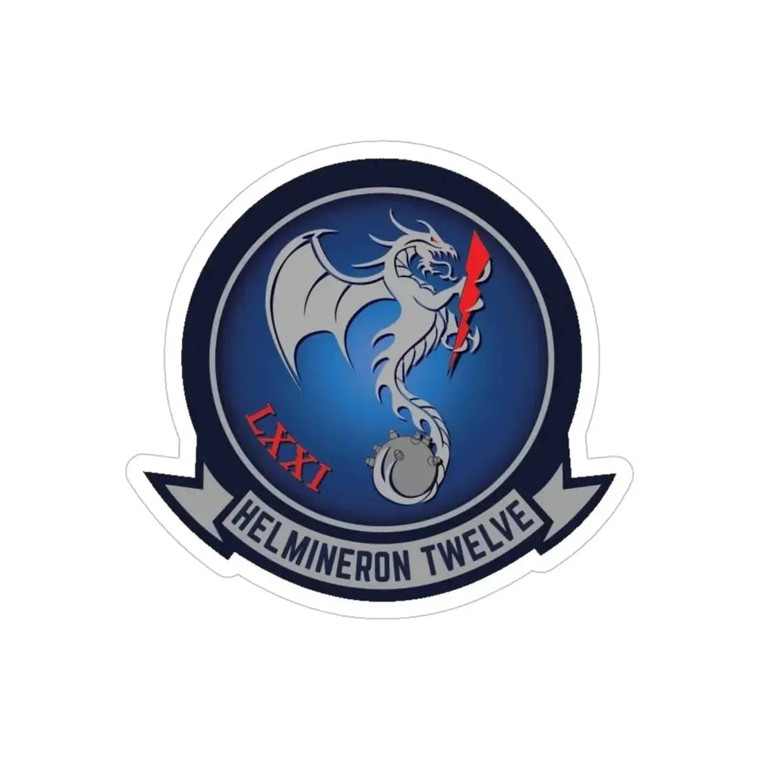 HM 12 Helicopter Mine Countermeasures Squadron 12 (U.S. Navy) Transparent STICKER Die-Cut Vinyl Decal 5 Inch Transparent - The Sticker Space