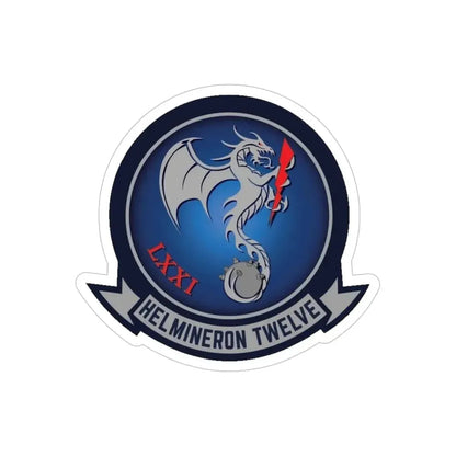 HM 12 Helicopter Mine Countermeasures Squadron 12 (U.S. Navy) Transparent STICKER Die-Cut Vinyl Decal 5 Inch Transparent - The Sticker Space