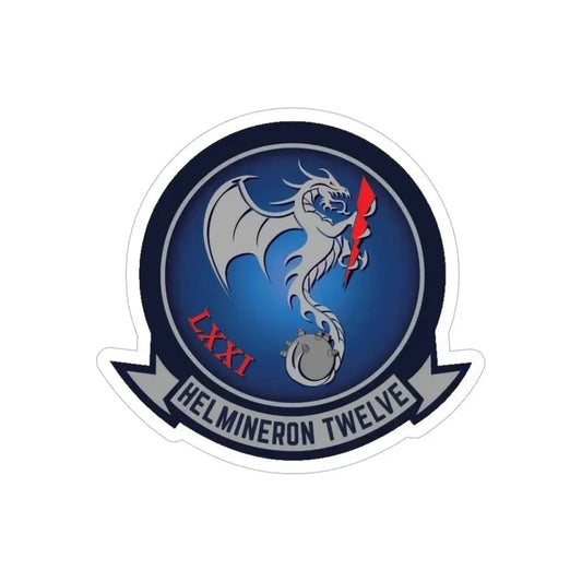 HM 12 Helicopter Mine Countermeasures Squadron 12 (U.S. Navy) Transparent STICKER Die-Cut Vinyl Decal 6 Inch Transparent - The Sticker Space