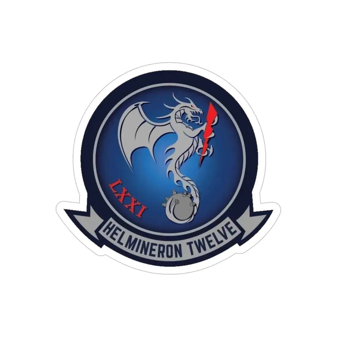 HM 12 Helicopter Mine Countermeasures Squadron 12 (U.S. Navy) Transparent STICKER Die-Cut Vinyl Decal 6 Inch Transparent - The Sticker Space