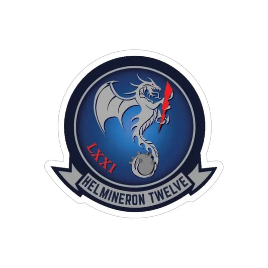 HM 12 Helicopter Mine Countermeasures Squadron 12 (U.S. Navy) Transparent STICKER Die-Cut Vinyl Decal 6 Inch Transparent - The Sticker Space