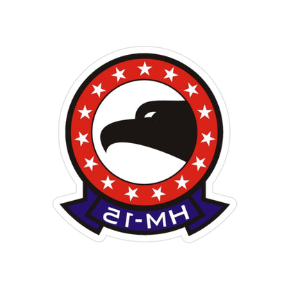 HM 15 Helicopter Mine Countermeasures Squadron 15 (U.S. Navy) REVERSE PRINT Transparent STICKER-2" × 2"-The Sticker Space