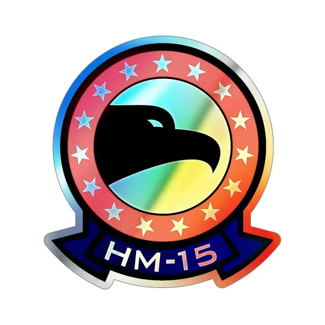 HM 15 Helicopter Mine Countermeasures Squadron 15 (U.S. Navy) Holographic STICKER Die-Cut Vinyl Decal 5 Inch Holographic - The Sticker Space