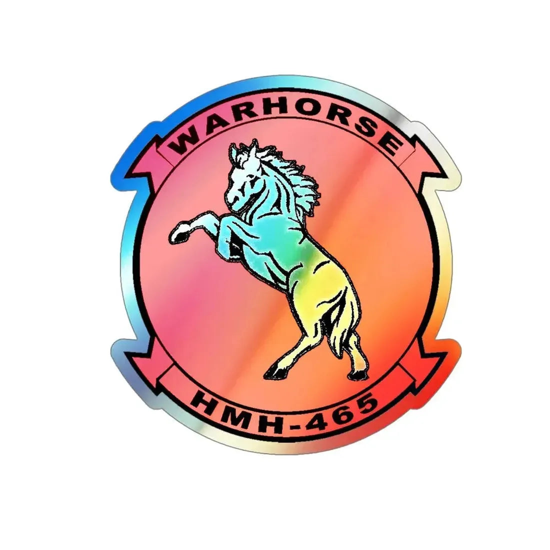 HMH 465 Warhorse (USMC) Holographic STICKER Die-Cut Vinyl Decal 5 Inch Holographic - The Sticker Space