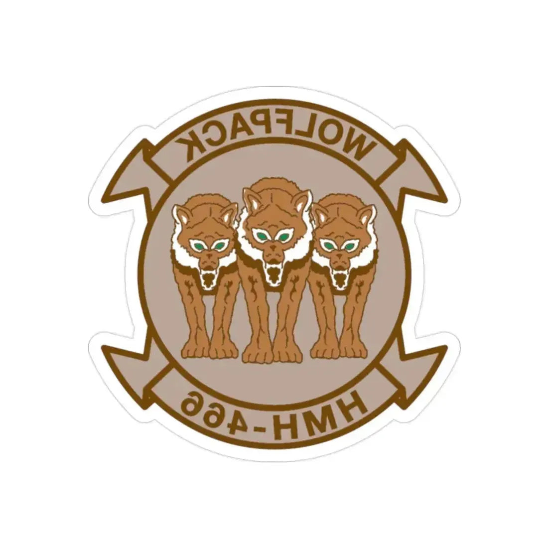 HMH 466 WOLFPACK Desert (USMC) REVERSE PRINT Transparent Die-Cut STICKER 2 Inch Die-Cut Transparent - The Sticker Space