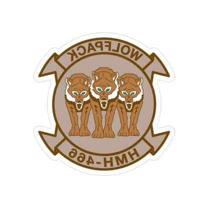 HMH 466 WOLFPACK Desert (USMC) REVERSE PRINT Transparent Die-Cut STICKER 2 Inch Die-Cut Transparent - The Sticker Space