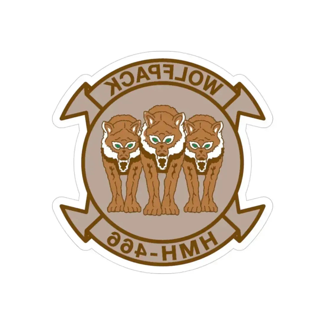HMH 466 WOLFPACK Desert (USMC) REVERSE PRINT Transparent Die-Cut STICKER 3 Inch Die-Cut Transparent - The Sticker Space