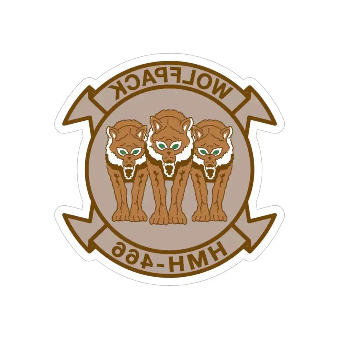 HMH 466 WOLFPACK Desert (USMC) REVERSE PRINT Transparent Die-Cut STICKER 4 Inch Die-Cut Transparent - The Sticker Space