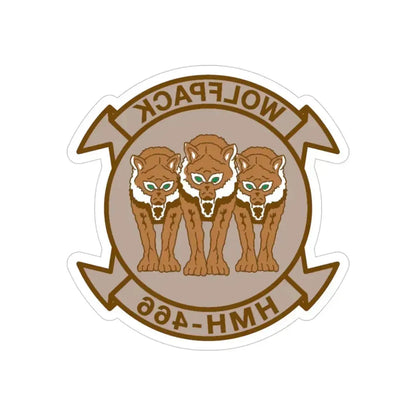 HMH 466 WOLFPACK Desert (USMC) REVERSE PRINT Transparent Die-Cut STICKER 4 Inch Die-Cut Transparent - The Sticker Space