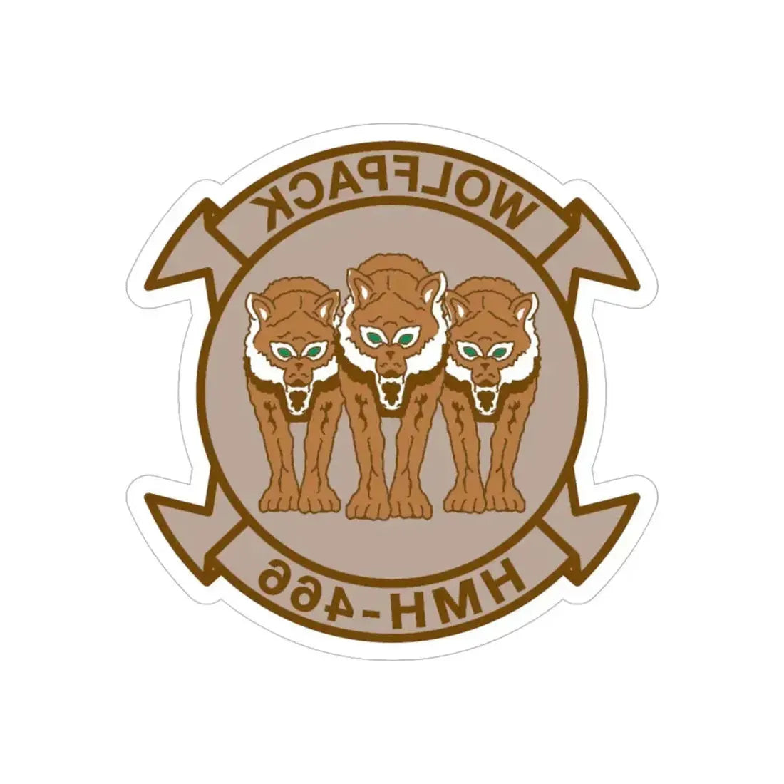 HMH 466 WOLFPACK Desert (USMC) REVERSE PRINT Transparent Die-Cut STICKER 5 Inch Die-Cut Transparent - The Sticker Space