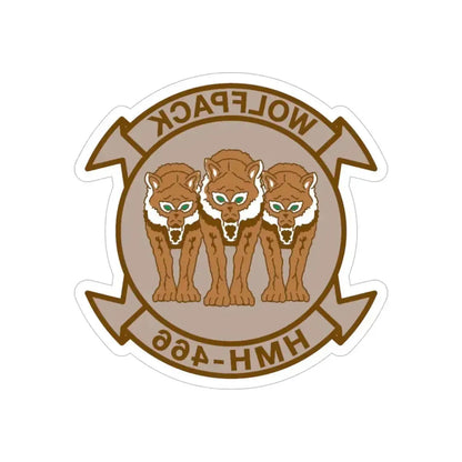 HMH 466 WOLFPACK Desert (USMC) REVERSE PRINT Transparent Die-Cut STICKER 5 Inch Die-Cut Transparent - The Sticker Space