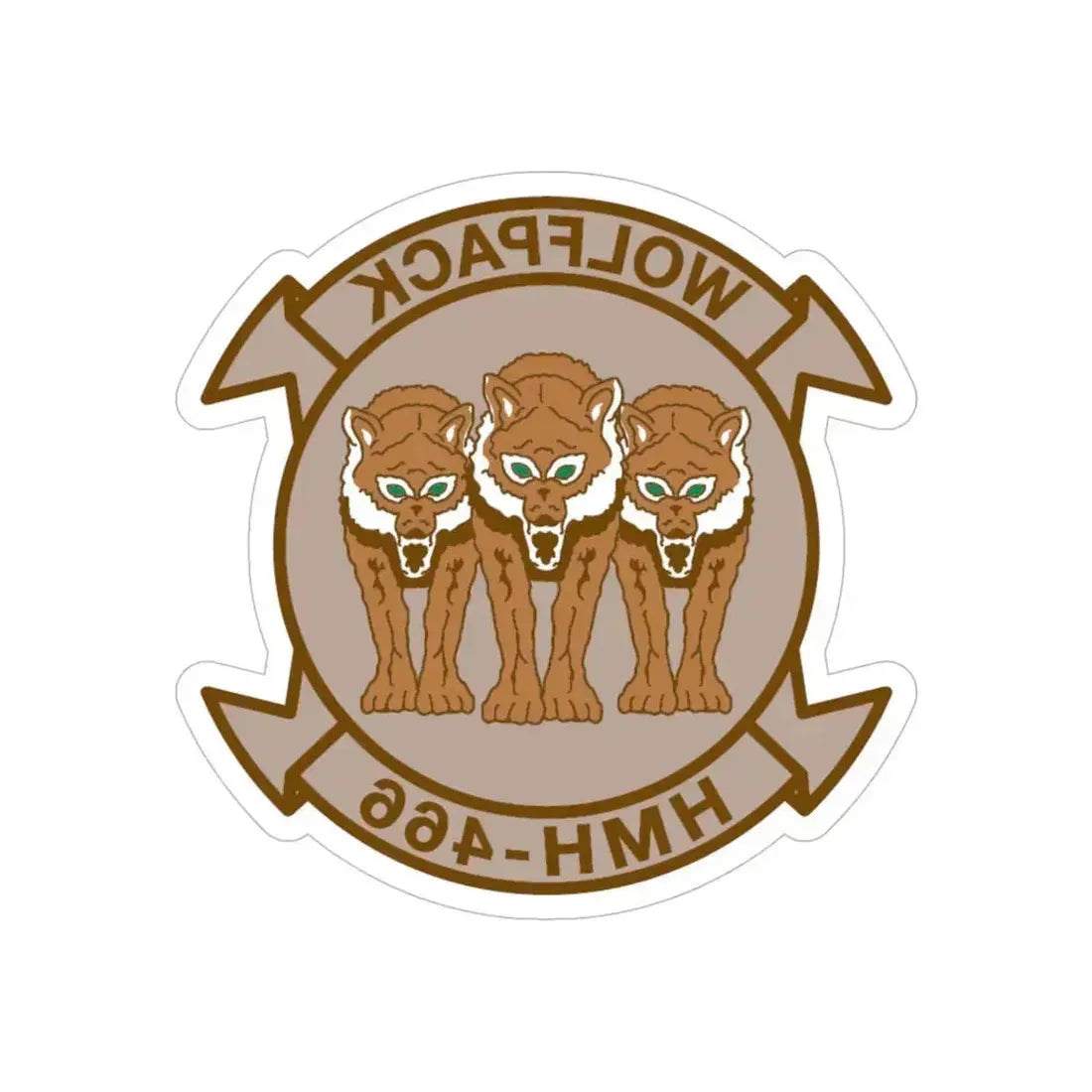 HMH 466 WOLFPACK Desert (USMC) REVERSE PRINT Transparent Die-Cut STICKER 6 Inch Die-Cut Transparent - The Sticker Space