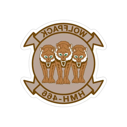 HMH 466 WOLFPACK Desert (USMC) REVERSE PRINT Transparent Die-Cut STICKER 6 Inch Die-Cut Transparent - The Sticker Space