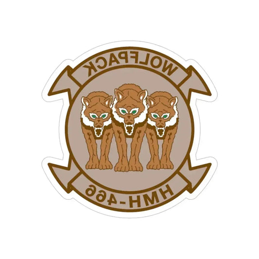 HMH 466 WOLFPACK Desert (USMC) REVERSE PRINT Transparent Die-Cut STICKER 6 Inch Die-Cut Transparent - The Sticker Space