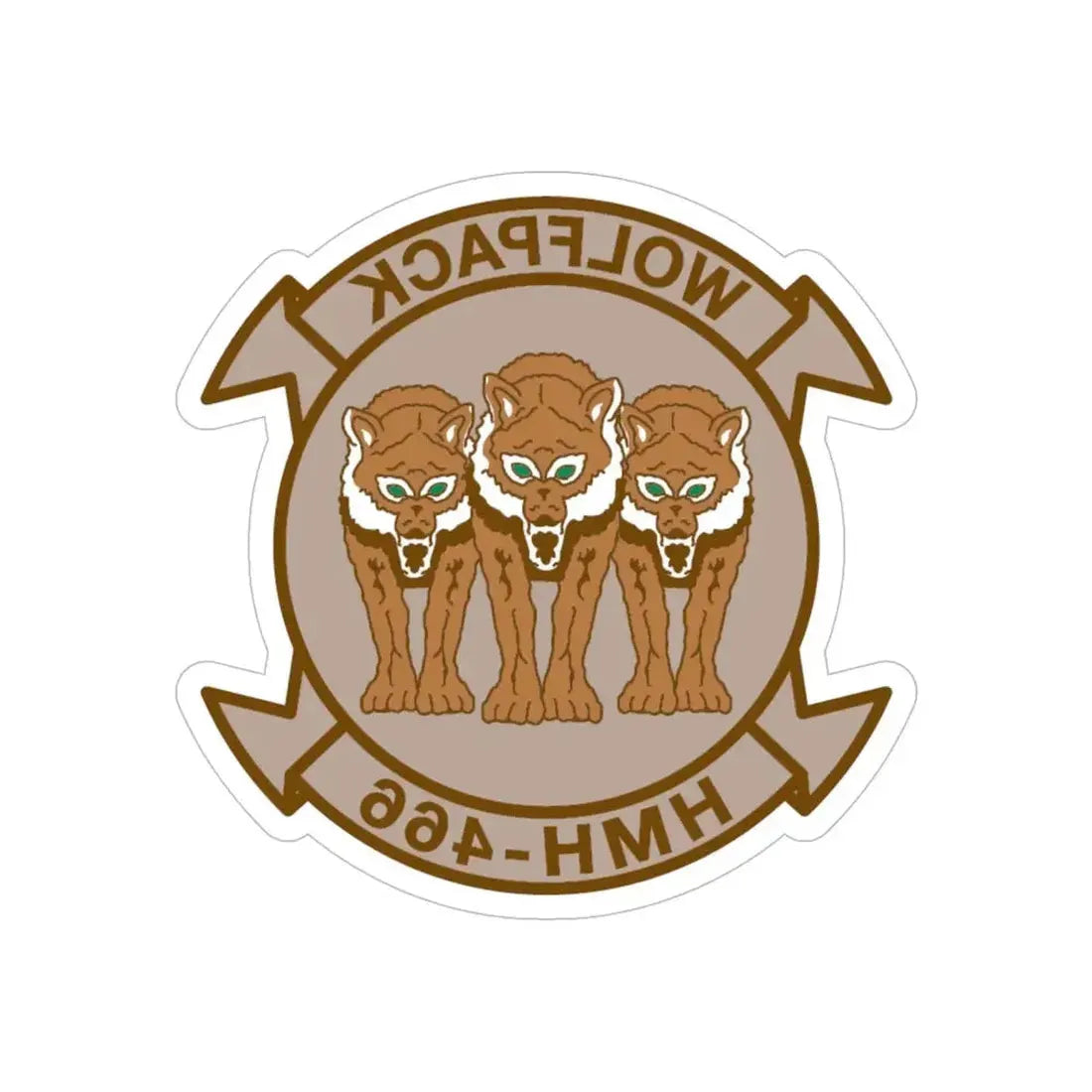 HMH 466 WOLFPACK Desert (USMC) REVERSE PRINT Transparent Die-Cut STICKER - The Sticker Space